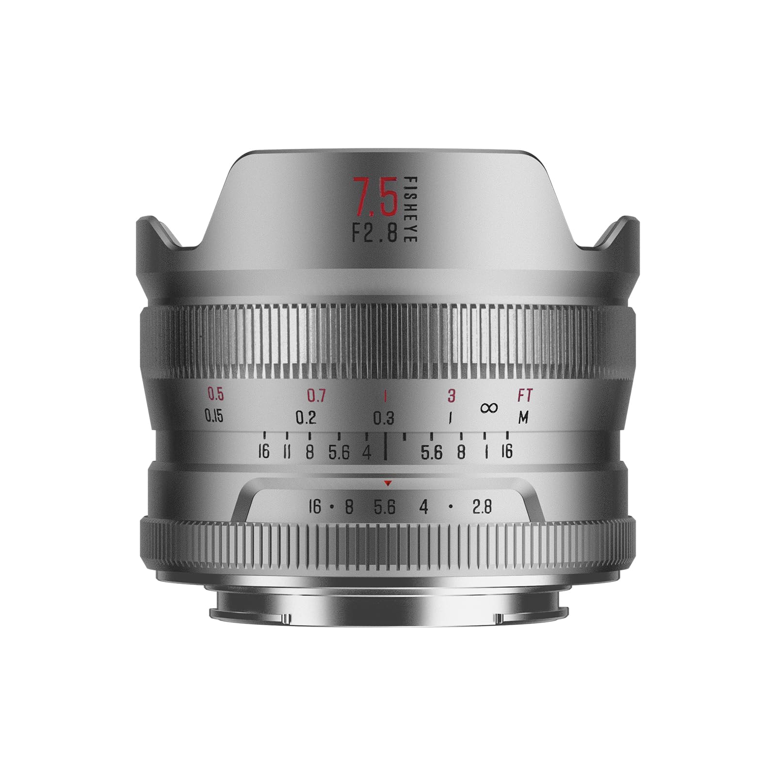 Brightin Star 7.5mm F2.8 IV Fisheye Lens for RF Mount Mirrorless Cameras, Manual Focus Prime APS-C Lens Fit for RF R5 R6 R7 R10 R50 R100(Silver)