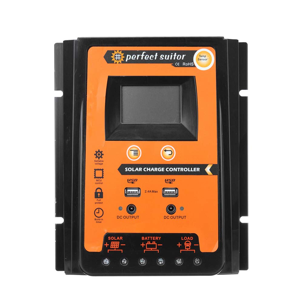 Produktbild von MPPT Solarregler 70A – 12V/24V Automatisch, LCD-Display, 2x USB 2,4A, Für Solarmodule, Überlast- Und Kurzschlussschutz