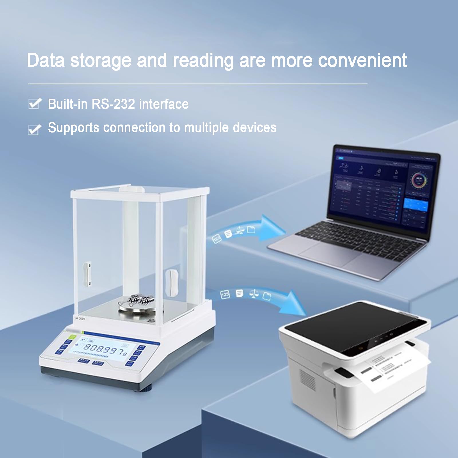 Bilancia analitica Elettronica da Laboratorio, Bilancia Digitale ad Alta precisione da 0,0001 g, con Display LCD, Uscita Dati, Parabrezza, per Laboratori, Ricerca, Industria, gioielleria