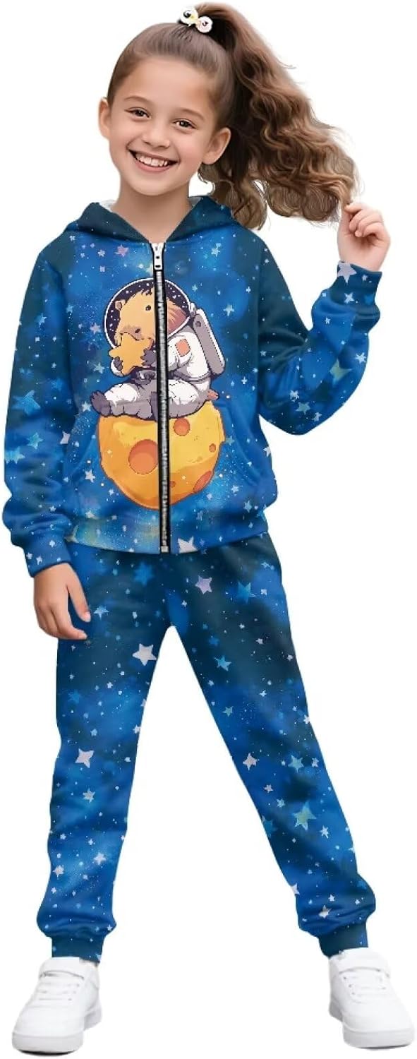 Girls Sportswear Kids 6-15Y Zip Up Hoodies and Sweatpants Back to School Clothes