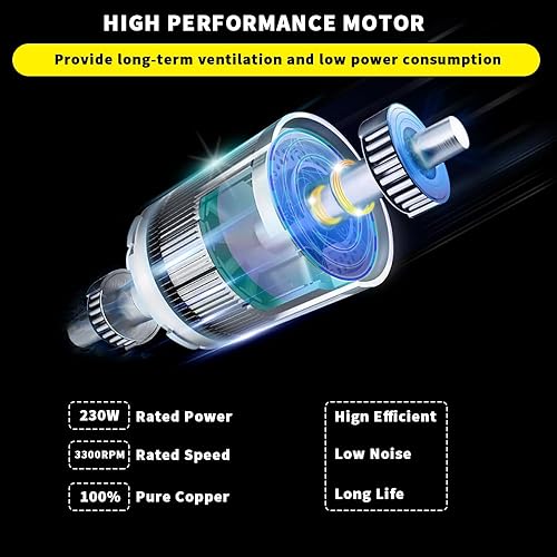 Miniatura 3 de Ventilador de 8 pulgadas, ventilador de alta velocidad con manguera de conducto, ventilador de ventilación portátil de bajo ruido, extractor de