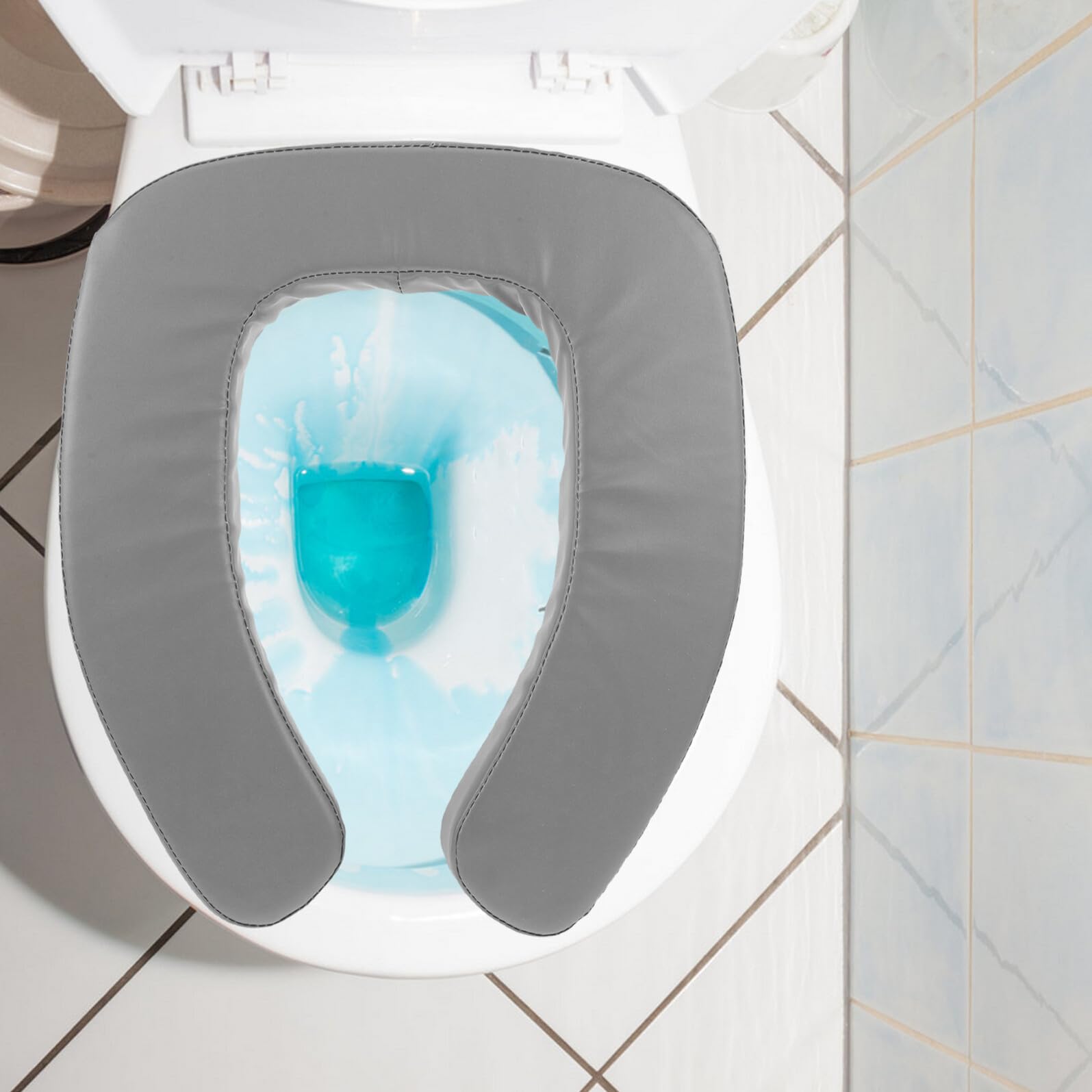 Rialzo per Wc Imbottito in Spugna e Pu, Sedile Comodo Design ad Aumento Altezza, Lavabile, per Bagno Familiare e Anziani