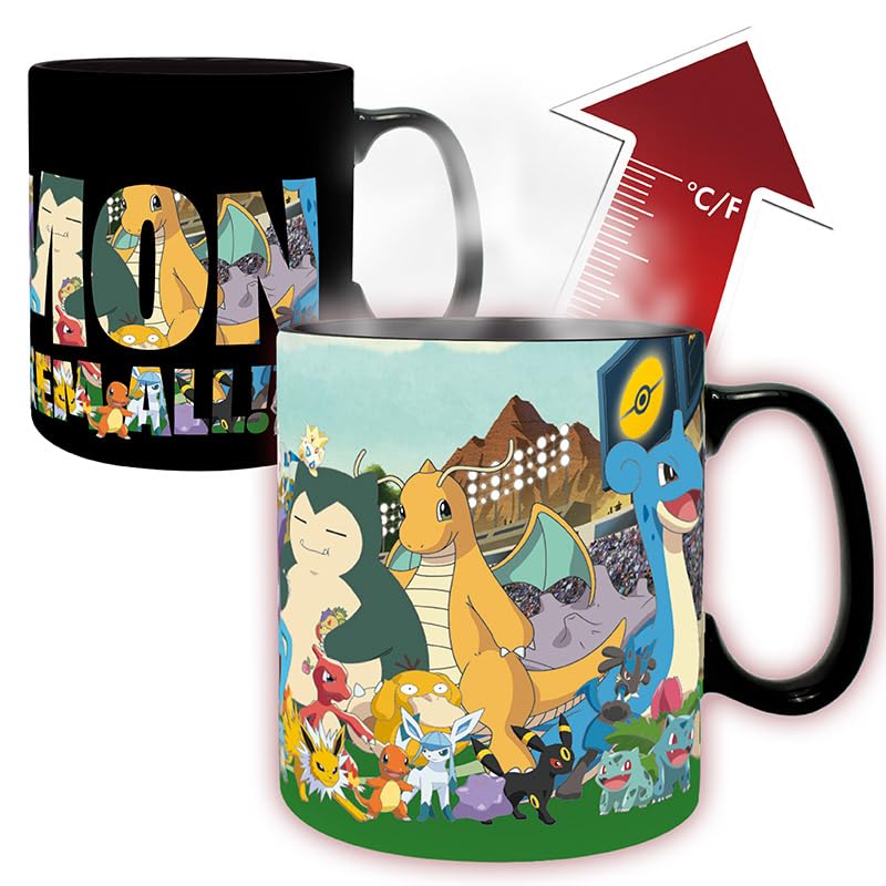 ABYSTYLE – POKÉMON Mug Thermo-réactif “Attrapez-les tous” – Produit Officiel – 460 ml...