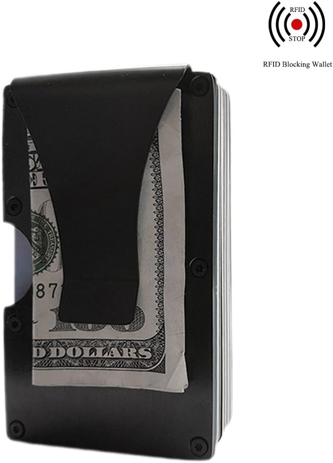 Aluminum Slim Minimalist Metal Wallet, Front Pocket Credit Card Case Holder with Money Clip RFID Blocking for Men and Women