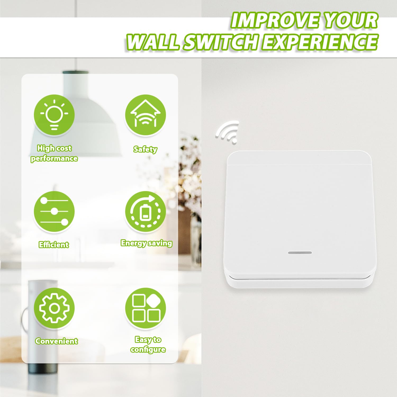 Kit Interruttore Senza Fili 433 MHz - 3 Ricevitori + 2 Interruttori, Fino A 1500W, Per Luci E Elettrodomestici