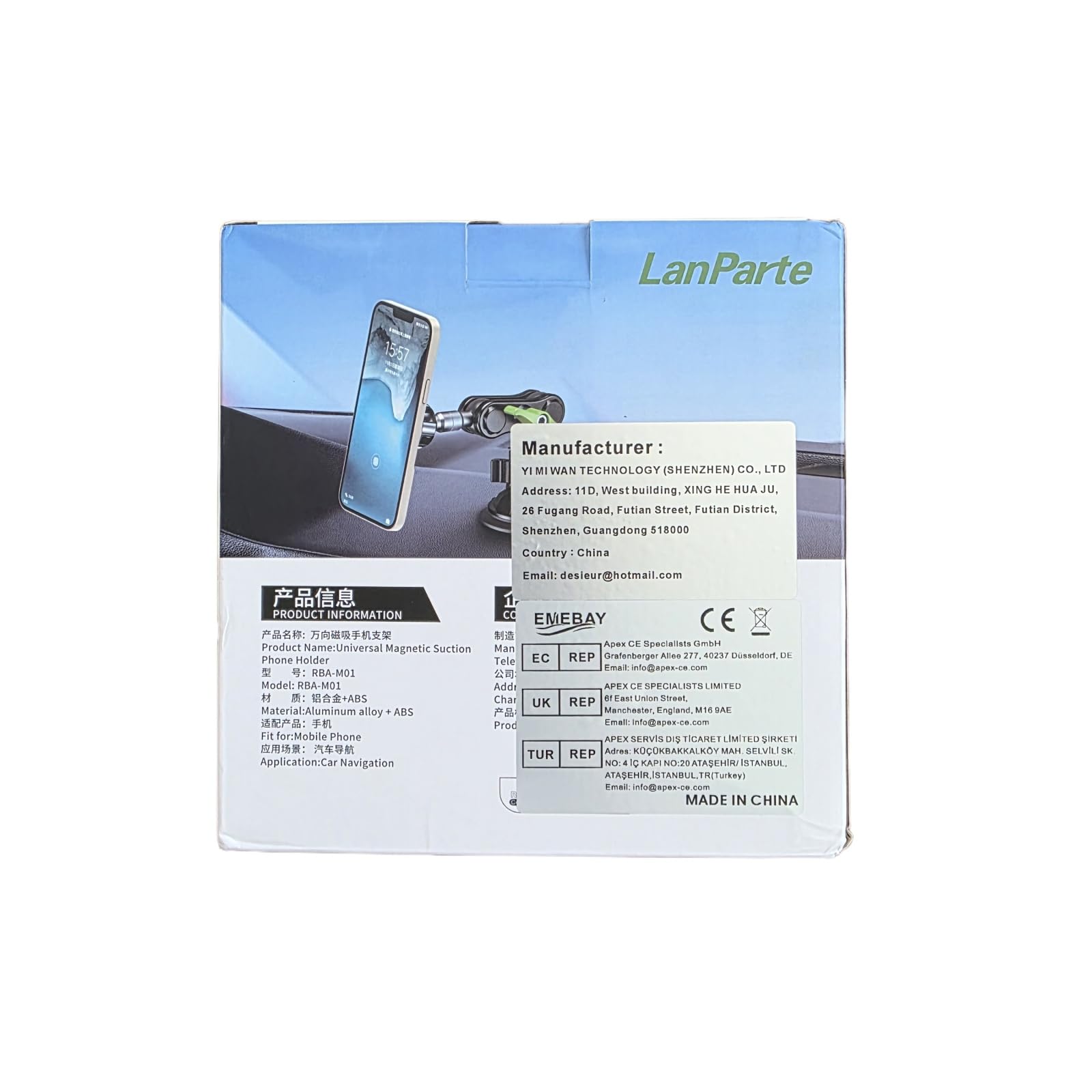 EMEBAY Supporto Magnetico per Auto, Lega di Alluminio Resistente al Calore | per Cruscotto/Parabrezza, Supporto per Telefono da Auto per Smartphone/Telecamere, Stabile, Anti-vibrazione a 360°
