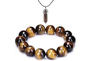 Handmade Protection Mala Bead Bracelet For Men and Women - 14mm Tiger's...