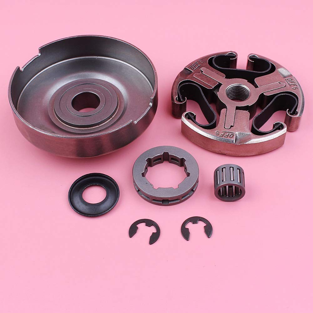 HAOHAO For Husqvarna 362 365 371 372 Motosierra Parte Lavadora Clip de la Aguja de cojinete de Embrague del Tambor 7 3/8 Dientes de 22 mm del Borde del piñón