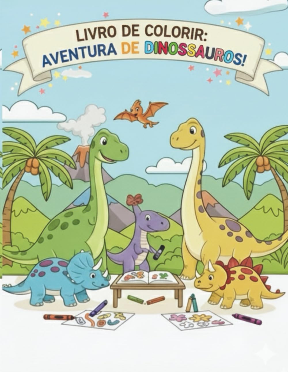 LIVRO DE COLORIR: AVENTURA DE DINOSSAUROS