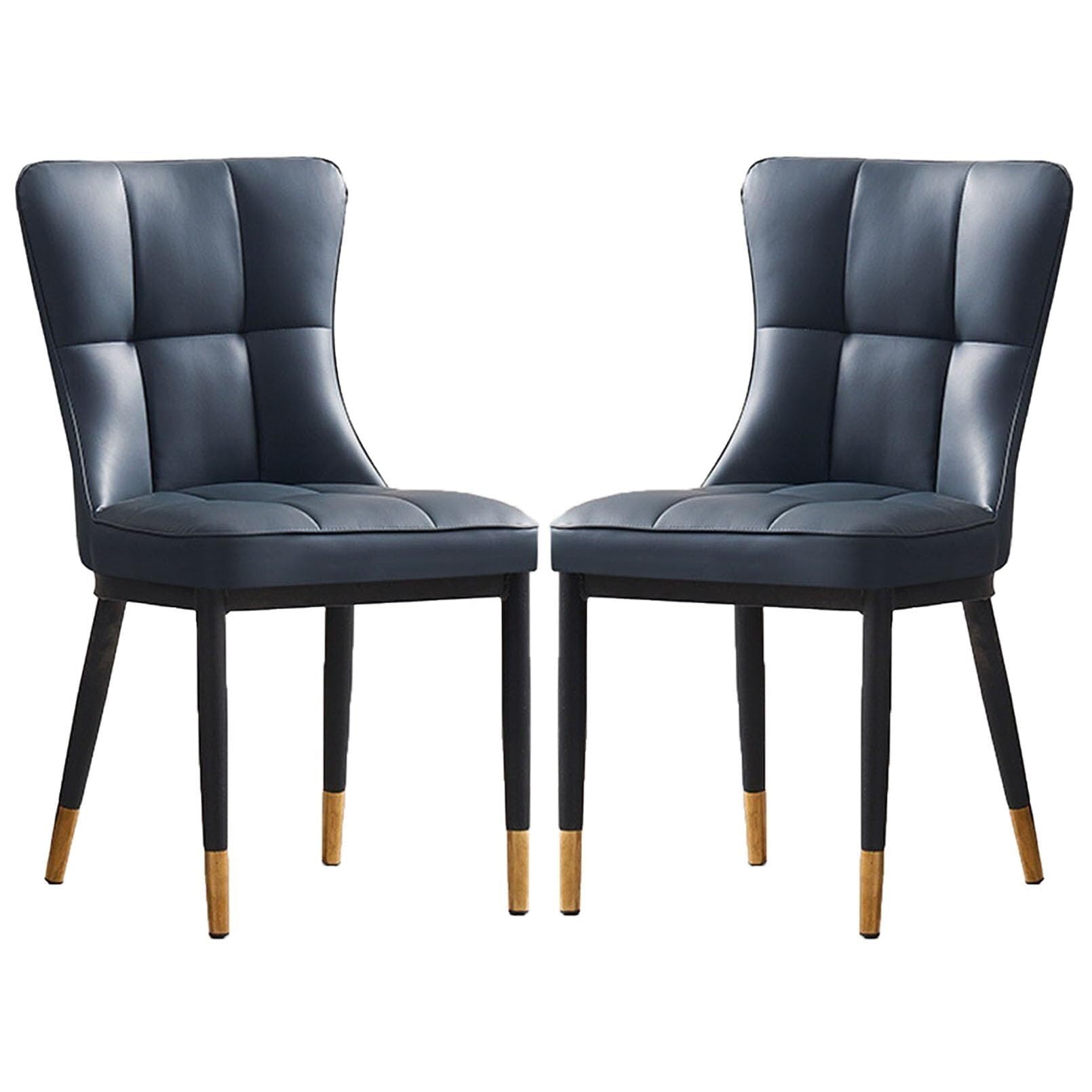 Chaise de salle à manger dossier haut en similicuir bleu pour un confort moderne