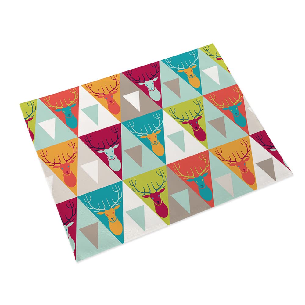 Manteles Individuales Gris Blanco Cian Salvamanteles Individuales Algodón Lino Lavable Individuales Mesa Resistente al Calor Bajoplatos Tapetes para Mesa Bajoplatos 30x45cm 6 Pcs