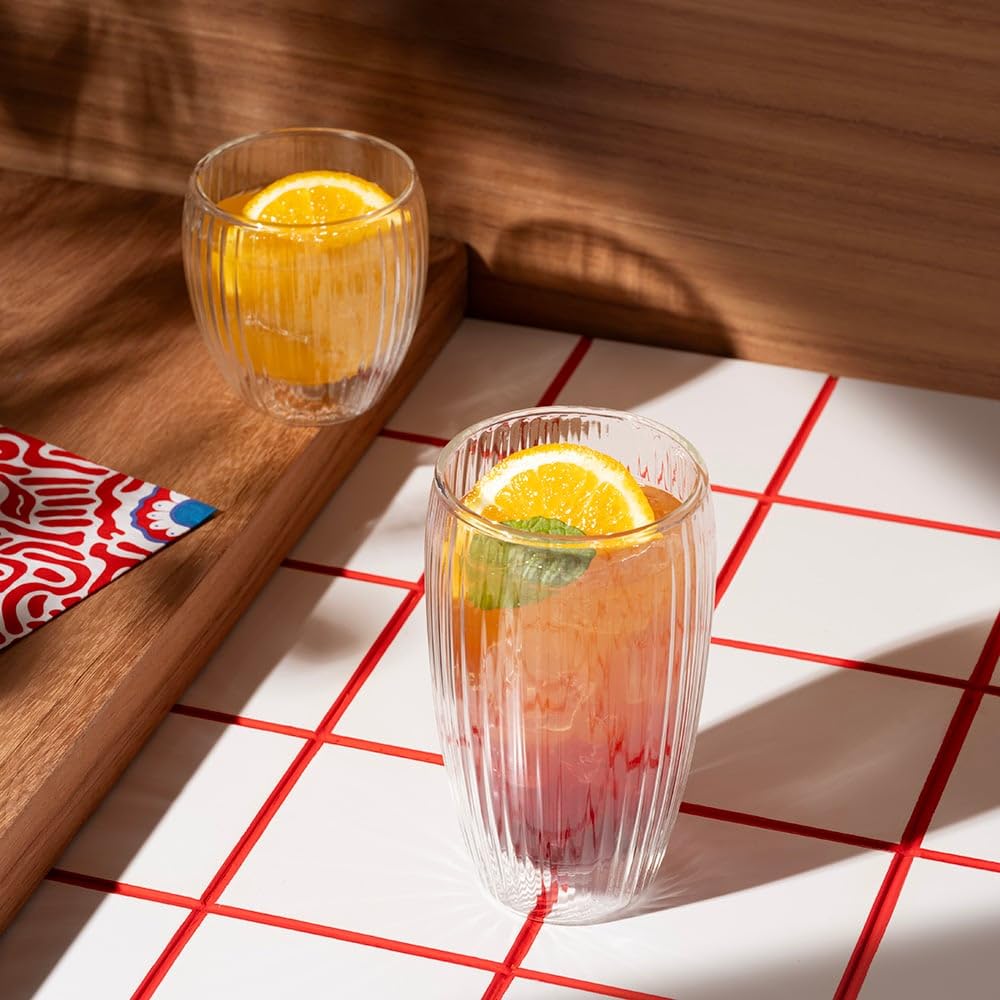 Bodum Pavina Doppelwandige Gläser mit Rippen, 320 ml, 2 Stück