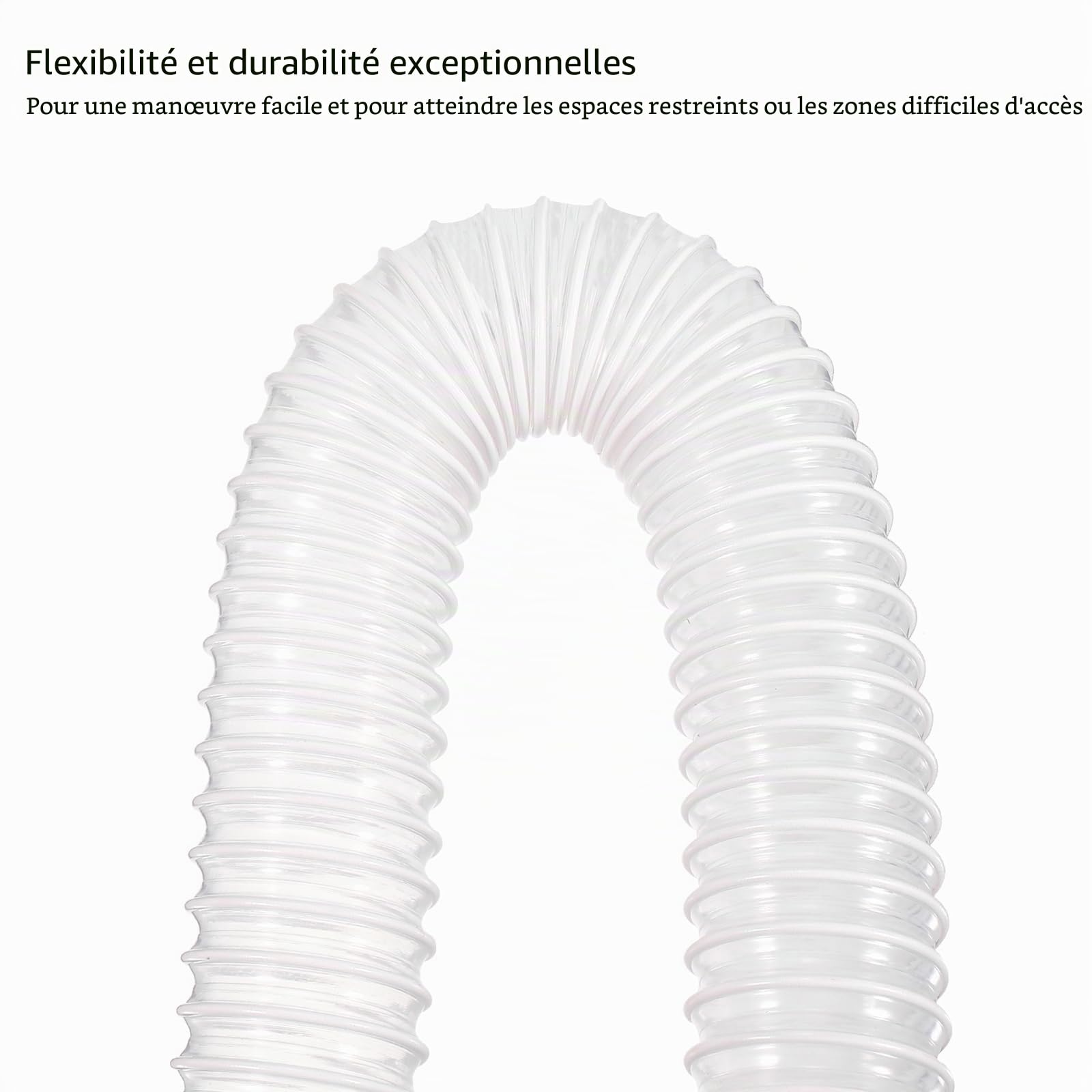 PATIKIL PVC Flexible Aspirateur Nettoyant Tuyau, 40mm ID 1m Longueur Poussière Collection Tuyau Utilisation avec Poussière Collecteurs pour Industriel Travail Bois Nettoyant, Blanc