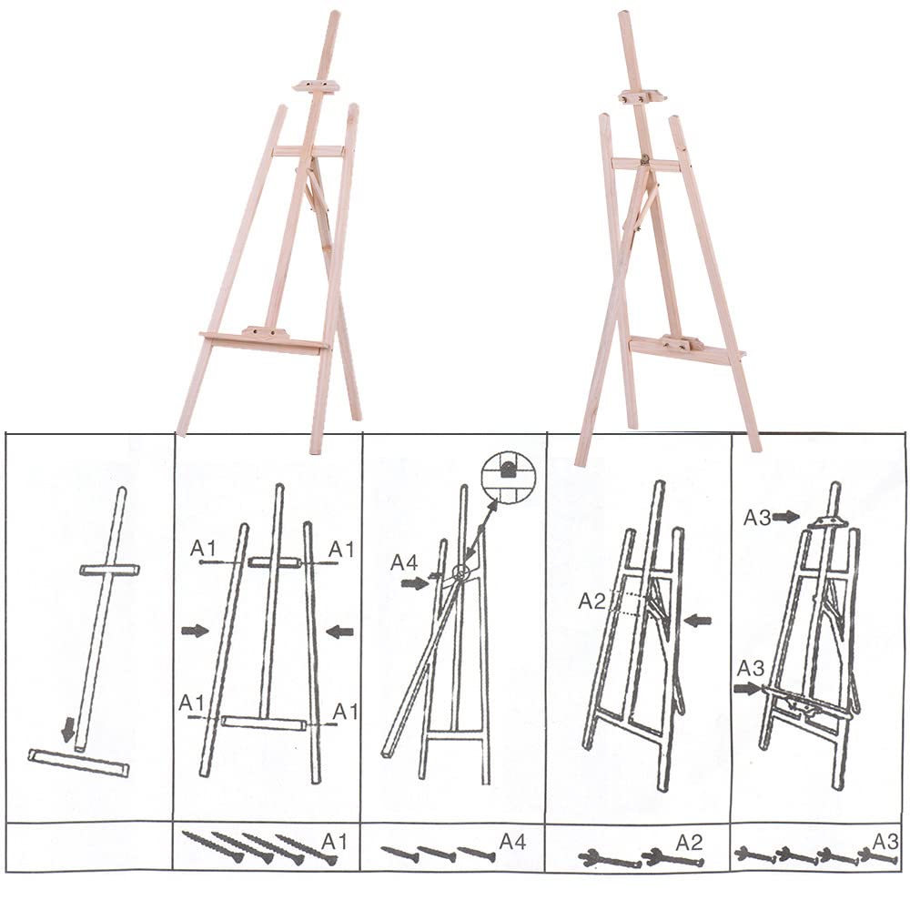 Caballete de Madera para Pintar |Caballete de Artista Resistente de 150 cm con Soporte de Lona Ajustable |Soporte de Dibujo de Pino de Nueva Zelanda para