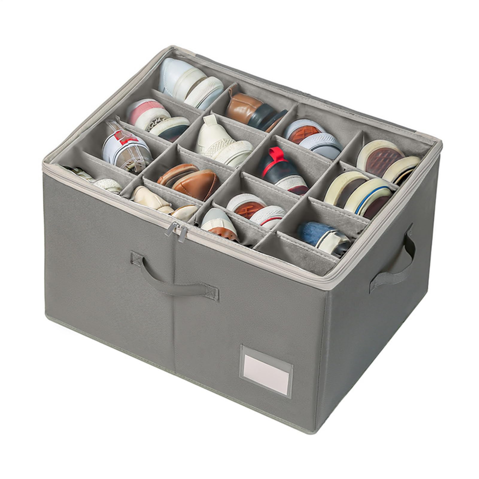 Organizer per scarpe Closet – Scarpiera – Organizer pieghevole con divisori e finestra | Scatola sotto il letto con manico per stivali, scarpe da ginnastica, pantofole, corridoio, camera da letto