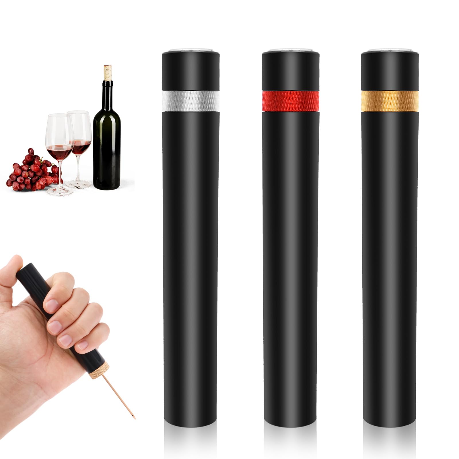 Tire-bouchon pompe à air en acier (pack de 3) pour ouvrir vos bouteilles de vin