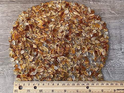 Image of GAF TREASURES 2 oz Lot Natural Citrine Semi Tumbled Gemstone Chips, Crushed Mini Crystals, Undrilled Crystal Chips (Citrine-Dark)