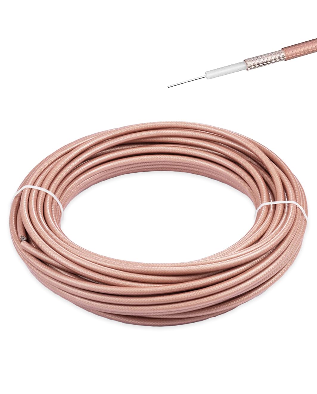 Vecys RG400 Cable Low Loss RF Coaxial Cable 49.2FT/15M Brown Silver-Plated Copper Double Shielded Coax