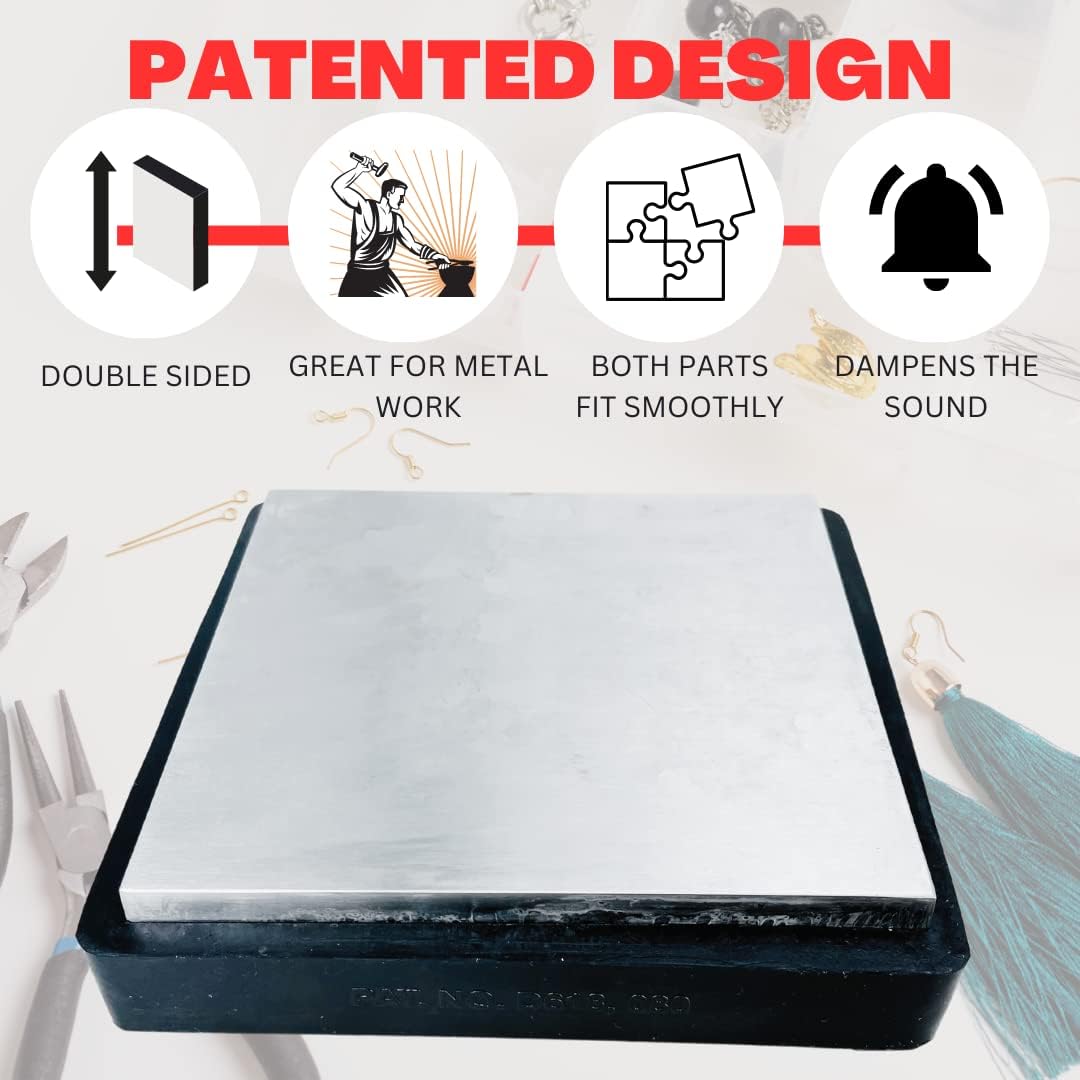 BENCH WIZARD 5-3/4" Steel Bench Block with 6-3/8" Rubber Block || Jewelers Anvil - Great for Jewelry Repair and Making, Metal Stamping and General Hobby and Craft Work