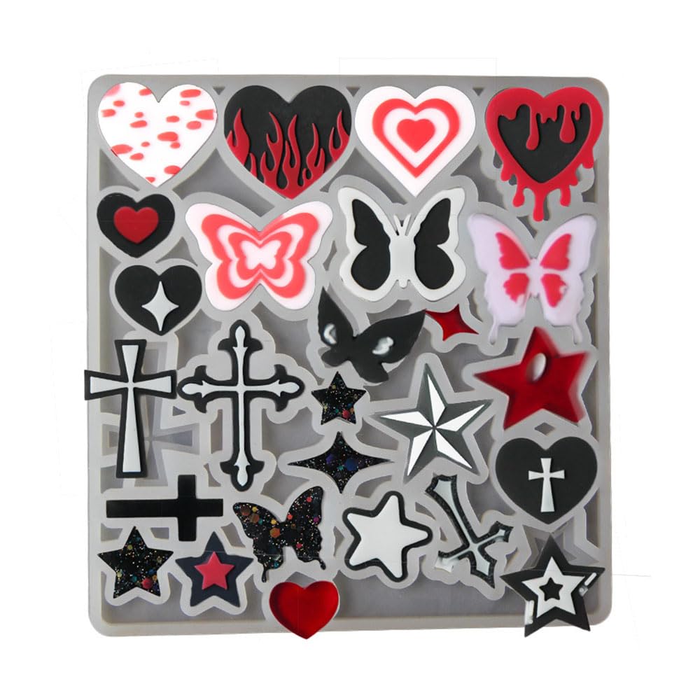 Finyoffiy Heart Resin Mold Butterfly Silicone Molds Jewelry Casting Molds Halloween Epoxy Mold for Women DIY Craft Supplies, Pendant Charms