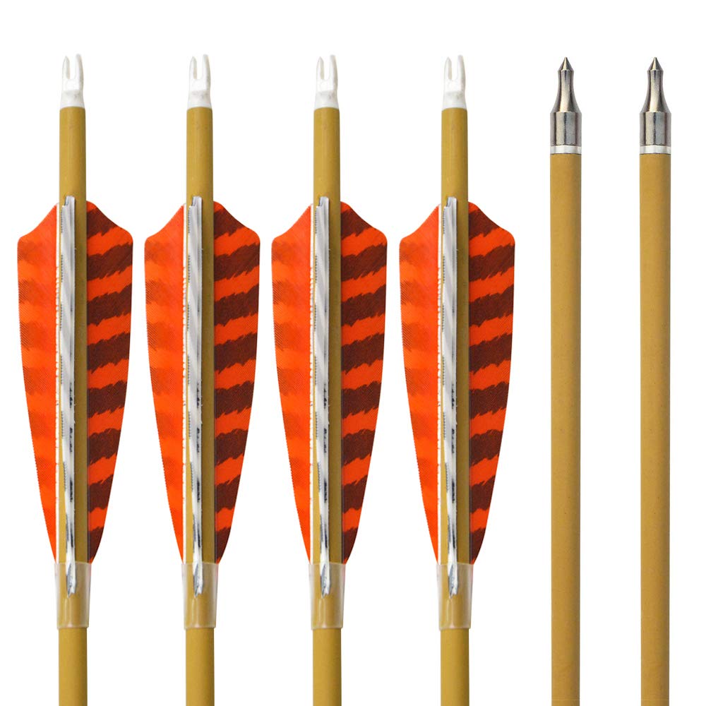 SHARROW Archery Carbon Arrows 30 inch Target Hunting Arrows Bolts Spine 500 Fletching 4" Turkey Feathers Arrow Point for Compound Recurve Bow (12pcs)