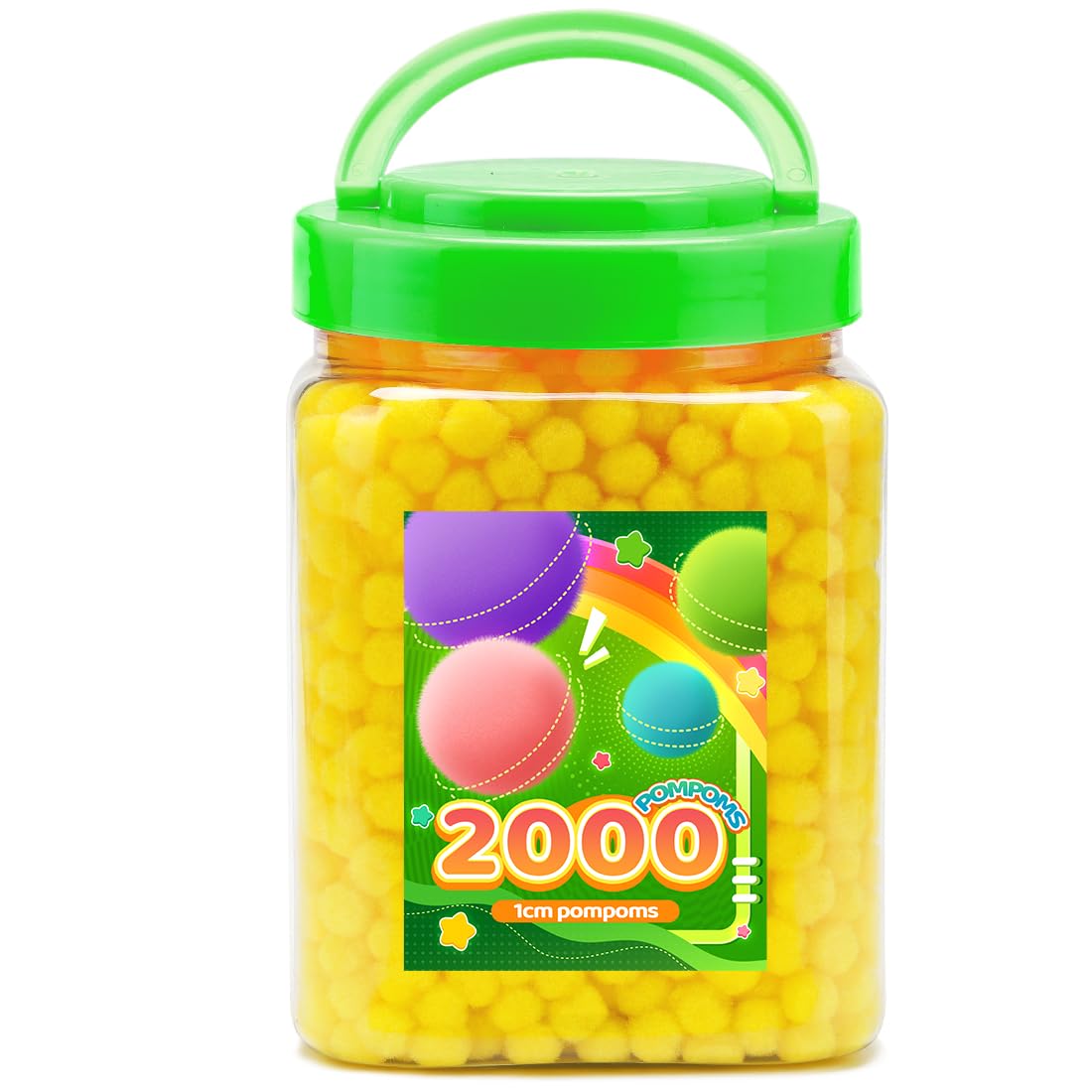 Tiehuoxia 2000 PCS Pom Poms for Crafts, Yellow 1cm Pom Pom Balls, Fluffy Pom Poms for DIY Decorations (Yellow)