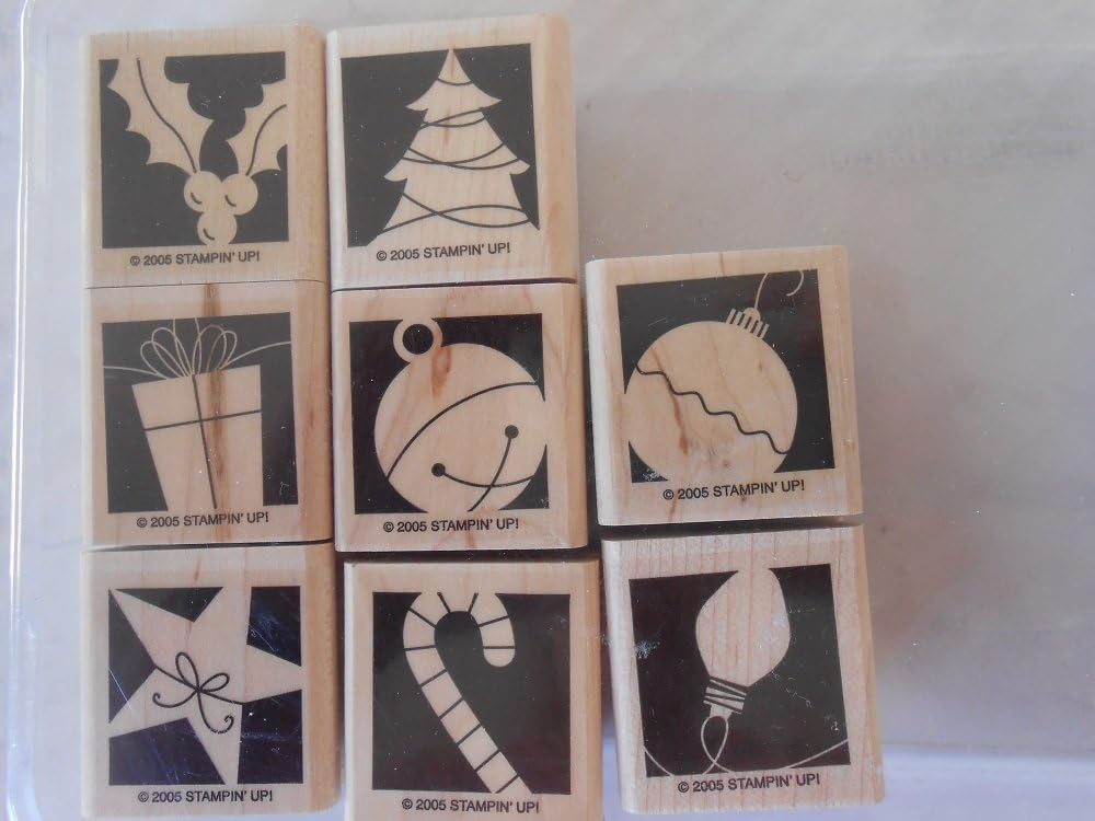 Stampin' Up 2005 Holiday Blocks Wood Mounted Rubber Stamp