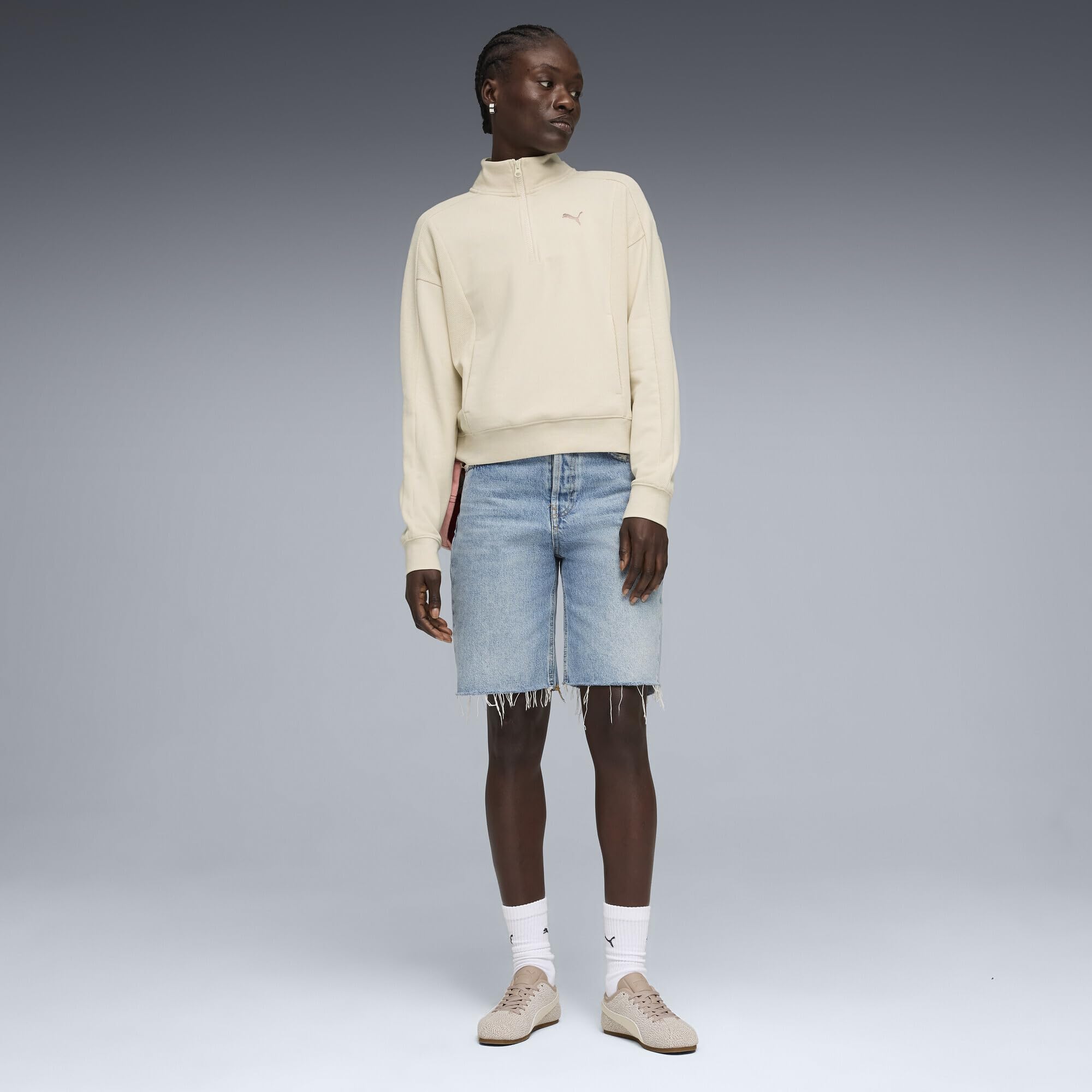 PUMA Class Relaxed Half-Zip Crew Felpa Crew Donna (Pacco da 1)