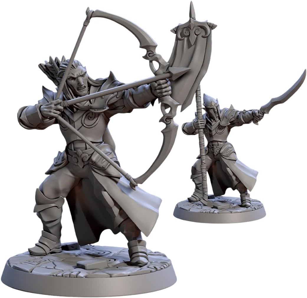 TYL Noble Alfar Knights Unpainted Miniature for War Gaming | RPG Scale Figures, Detailed Tabletop Board Game Accessories | Realistic Tabletop Miniatures (Combo of 6, 32mm)