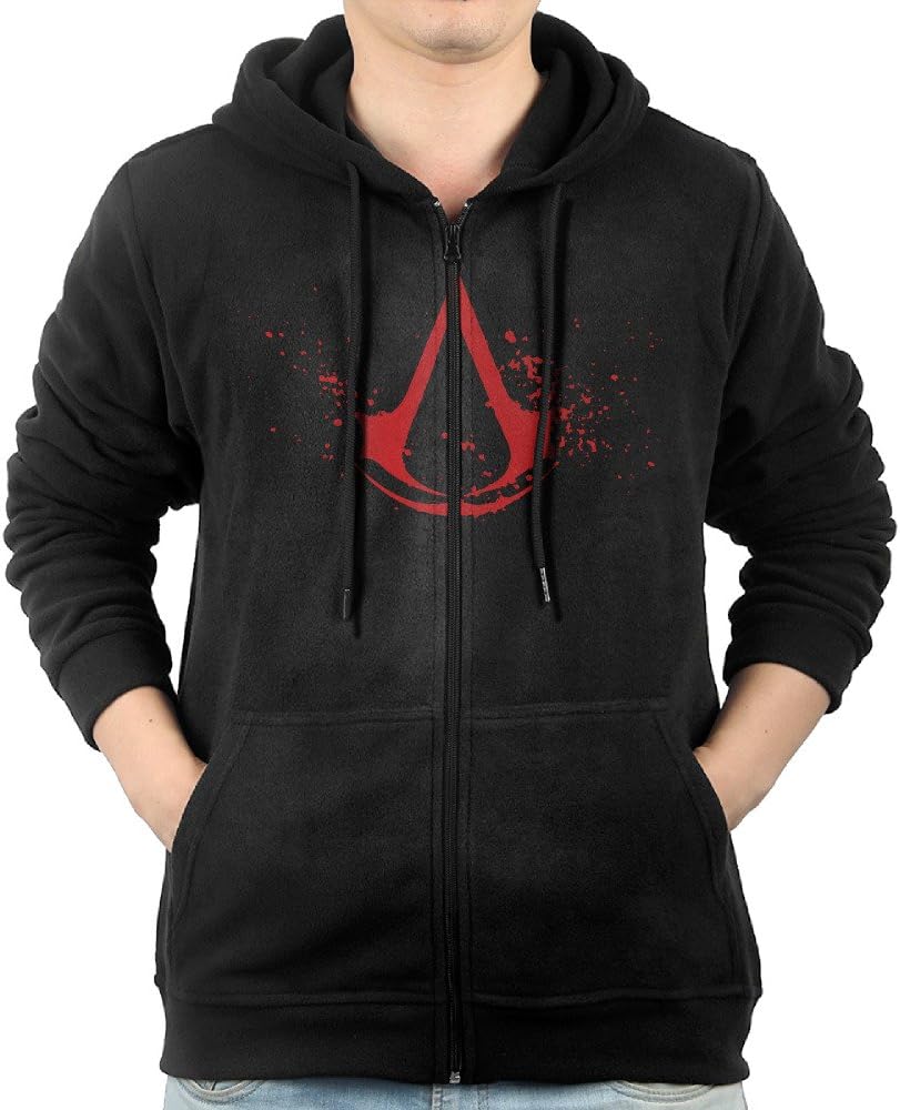 Blood Assassins Creed Symbol Logo Men Sweatshirt Pullover Hoodie Sports Long-Sleeve With Pockets