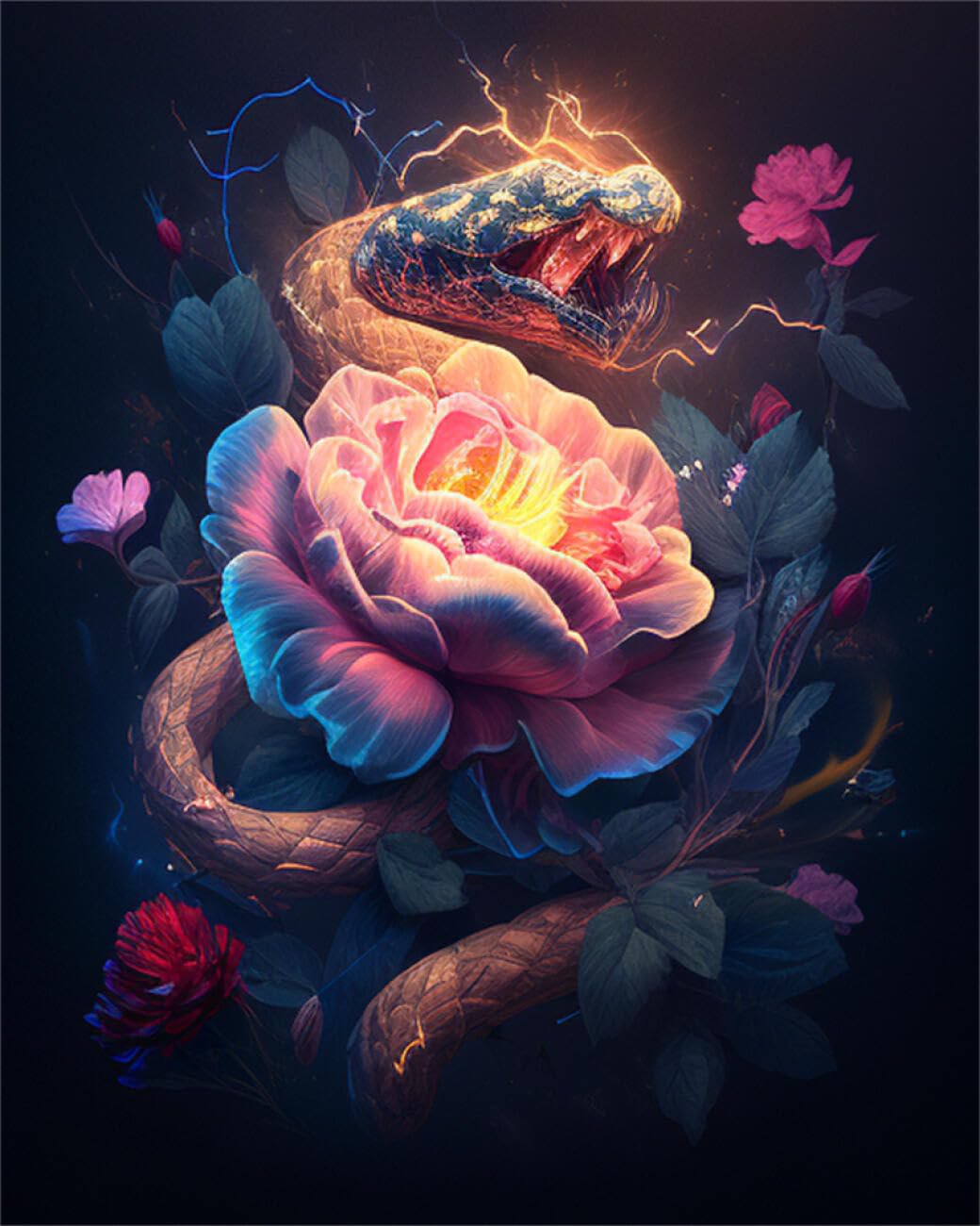 RKFLGEW DIY Embroidery Beads Set Cartoon Snake 40x50cm