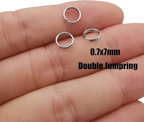 Miniatura 8 de 600 anillos de acero inoxidable para saltar de doble bucle, mini conectores para hacer joyas, collares, pulseras y aretes (0.028 x 0.197 in-12648)