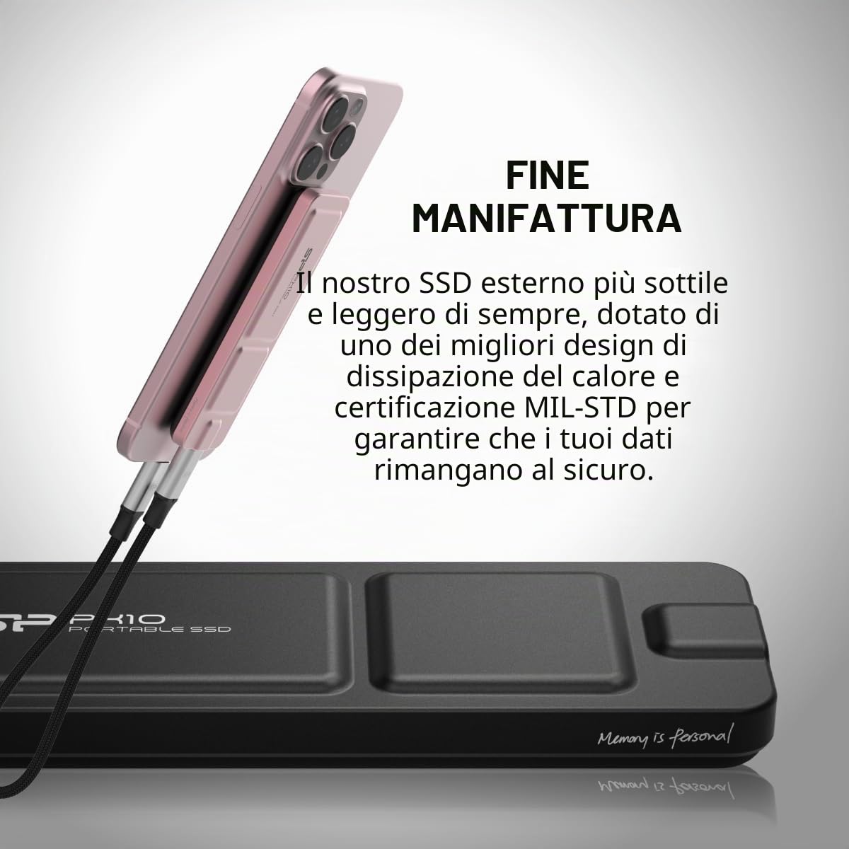 Silicon Power SSD portatile PX10 USB-C 3.2 Gen 2 da 1 TB (nero)