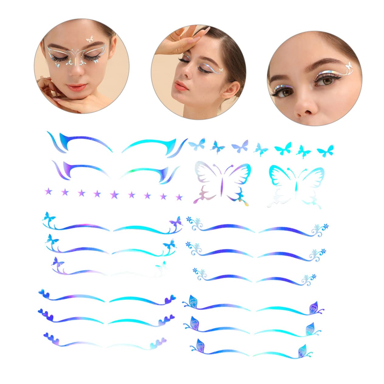 LALAFINA 30fogli Adesivi Per Trucco Occhi Decorazioni Adesive Per Eyeliner Forma Di Farfalla Per Feste e Occasioni Speciali