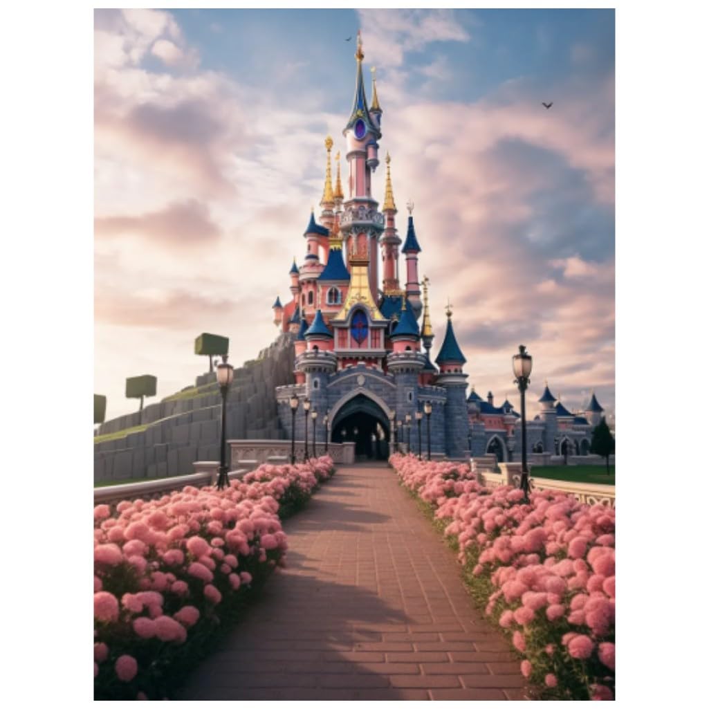 XiangJunly 5D DIY Diamond Art Painting Kits Full Drill for Kids Adults,Rhinestone Embroidery Crystal Cross Stitch Arts and Crafts Canvas Painting by Numbers as Gifts for Home Wall Decor (Castle-2)