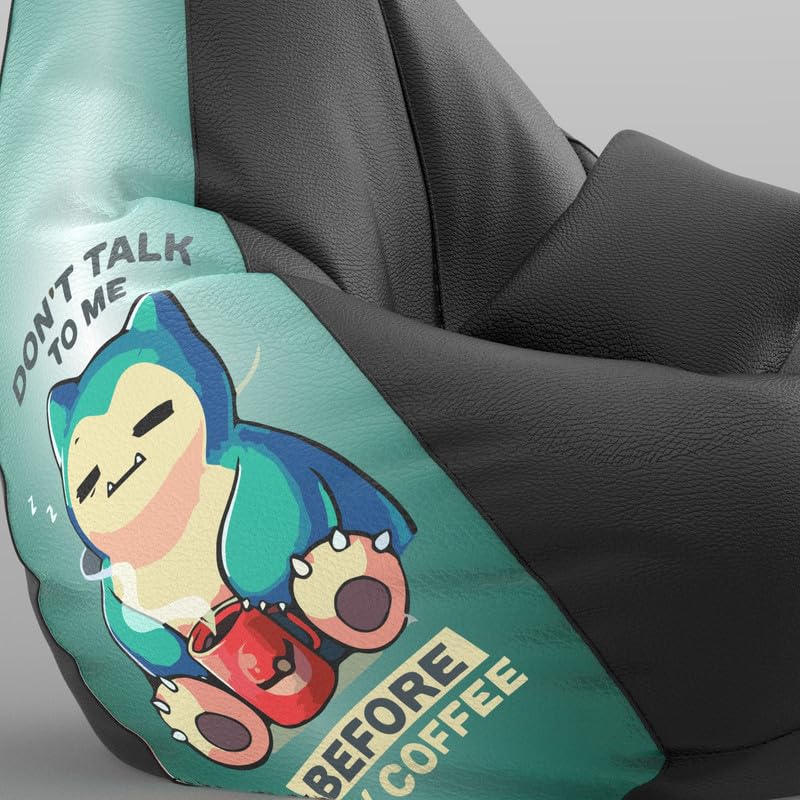Image of Biggie Bean Bag with Beans Filled 4XL VibeBoost Premium Bean Bag with Free Cushion and Footrest - Official : Brewed Bliss Combo (Matching Color : Regular, Don't Talk-Black)