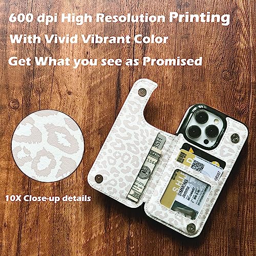 Image of uCOLOR Compatible with iPhone 13 Pro Wallet Case with Card Holder Slots Marble Flip Leather RFID Kickstand Phone Wallet Cover for Women and Girls 6.1 inch (Leopard, iPhone 13 Pro 6.1 inch)