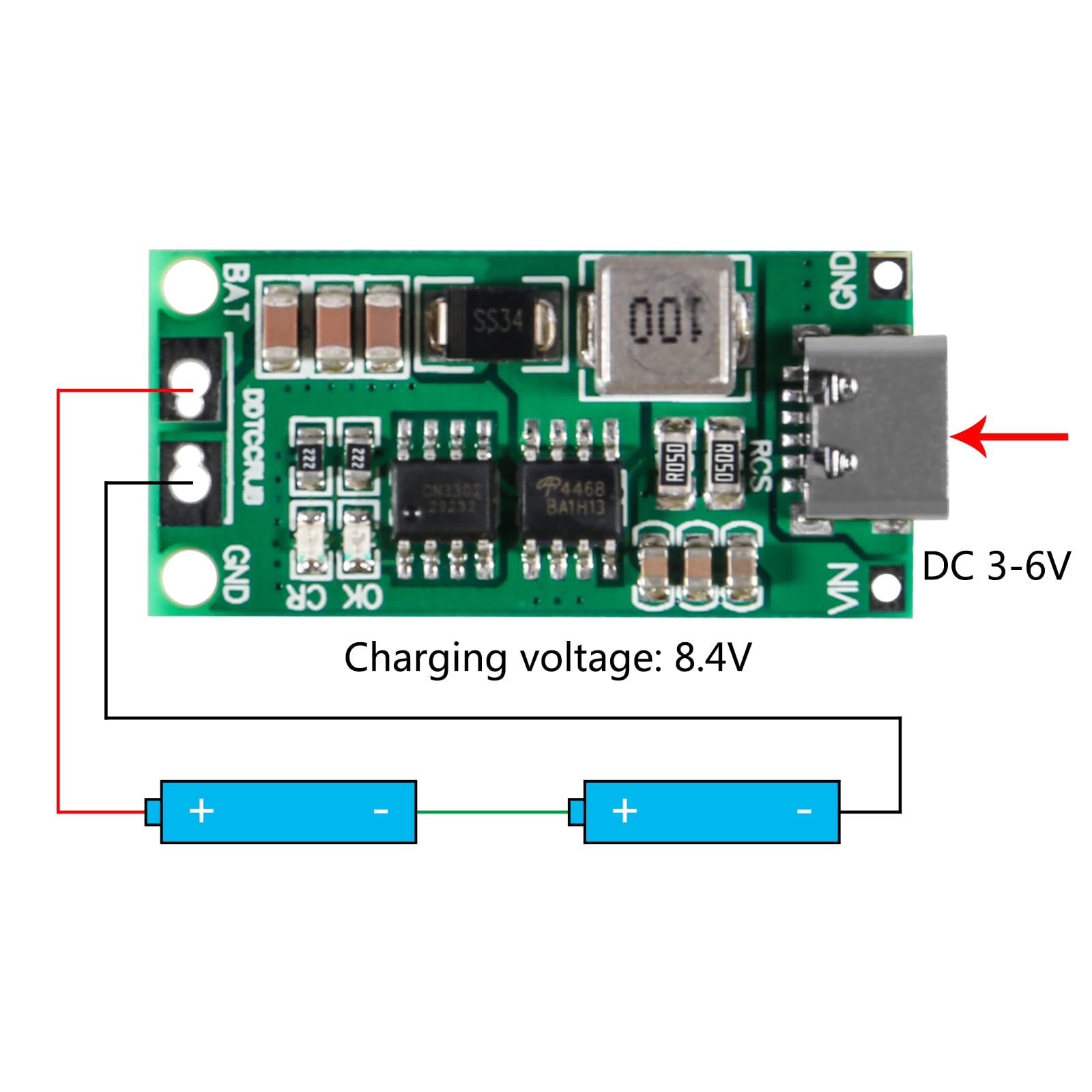 Snapklik.com : 2PCS 2S 4A Type-C USB Lithium Li-ion Battery Charging ...