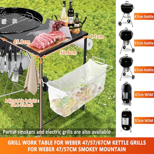 Table d'appoint pour barbecue Weber Kettle 47/57/67 cm et Master-Touch par GFTIME - 3