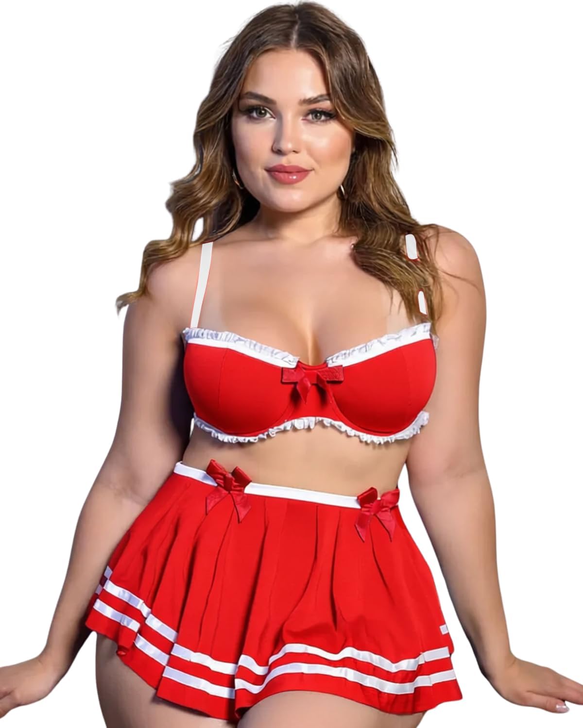 luxzii - a touch of luxury LUXZII Women's Sexy 3-Piece Nightwear Set – Sailor-Inspired Lingerie with Bra, Skirt & Panty – Cute Bow Detail, Flirty Sleepwear for Special Nights (Blue)-picture-23