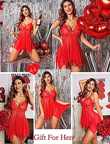 Image of Nightwear for Girls - Babydoll Lingerie for Women - Lace Sleepwear Dress - Honeymoon Nightwear