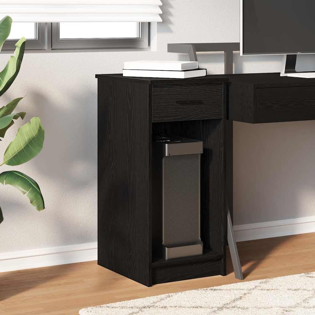 Support de tour d ordinateur avec tiroir noir 35x45x77 cm
