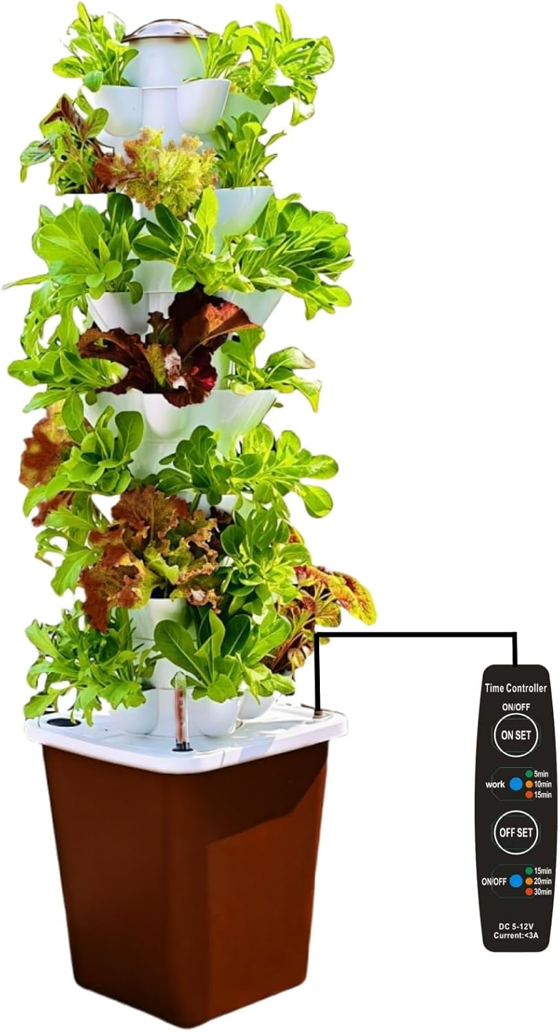 35 Planting Pods Hydroponic Growing System Kit – Vertical Hydroponic Garden Tower, Timer, Pump, Indoor Herb Garden for Lettuce,Vegetables – Soil-Free Year-Round Gardening