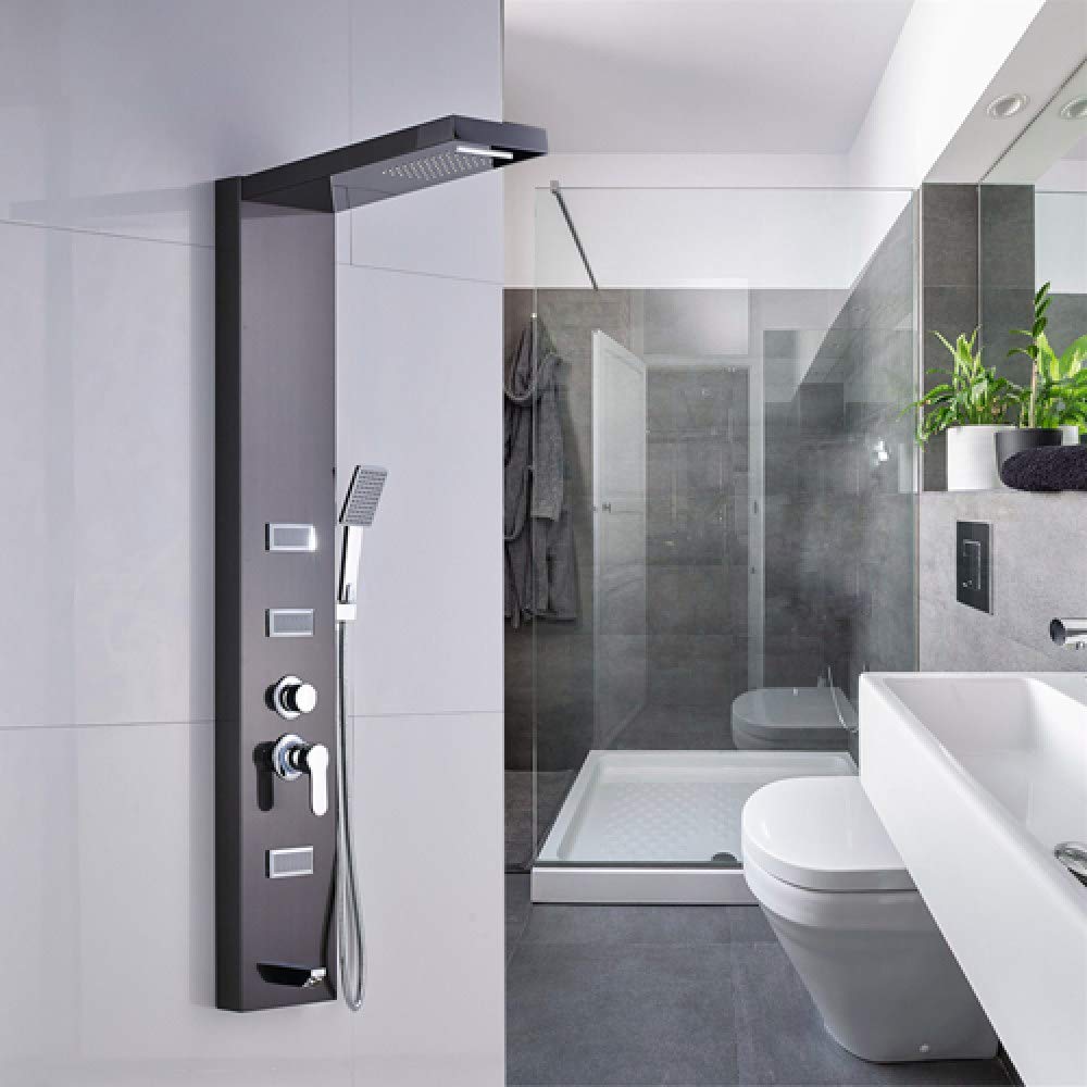 Système de douche cascade en bronze huilé colonne de douche complète avec douchette ORB