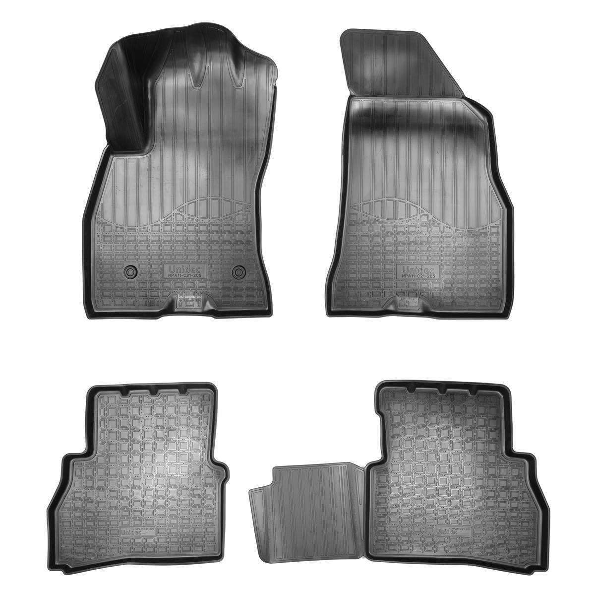 RECAMBO Gummimatten & Kofferraumwanne Set passend für FIAT DOBLO II, 5-Sitzer | Typ 263 | ab 2010-100% passgenaue Auto Fußmatten und Kofferraummatte aus hochwertigen rutschfesten TPE - Schwarz