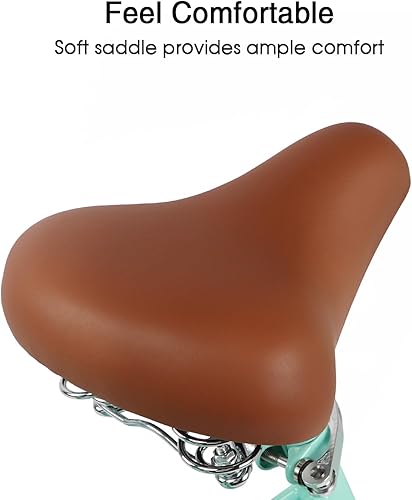 Miniatura 8 de Glerc 20 24 26 Inch Beach Cruiser Bike, 6-Speed Hybrid City Bicycle for Girls Youth and Over 6 Years Old, Missy Bike with Wicker Basket &