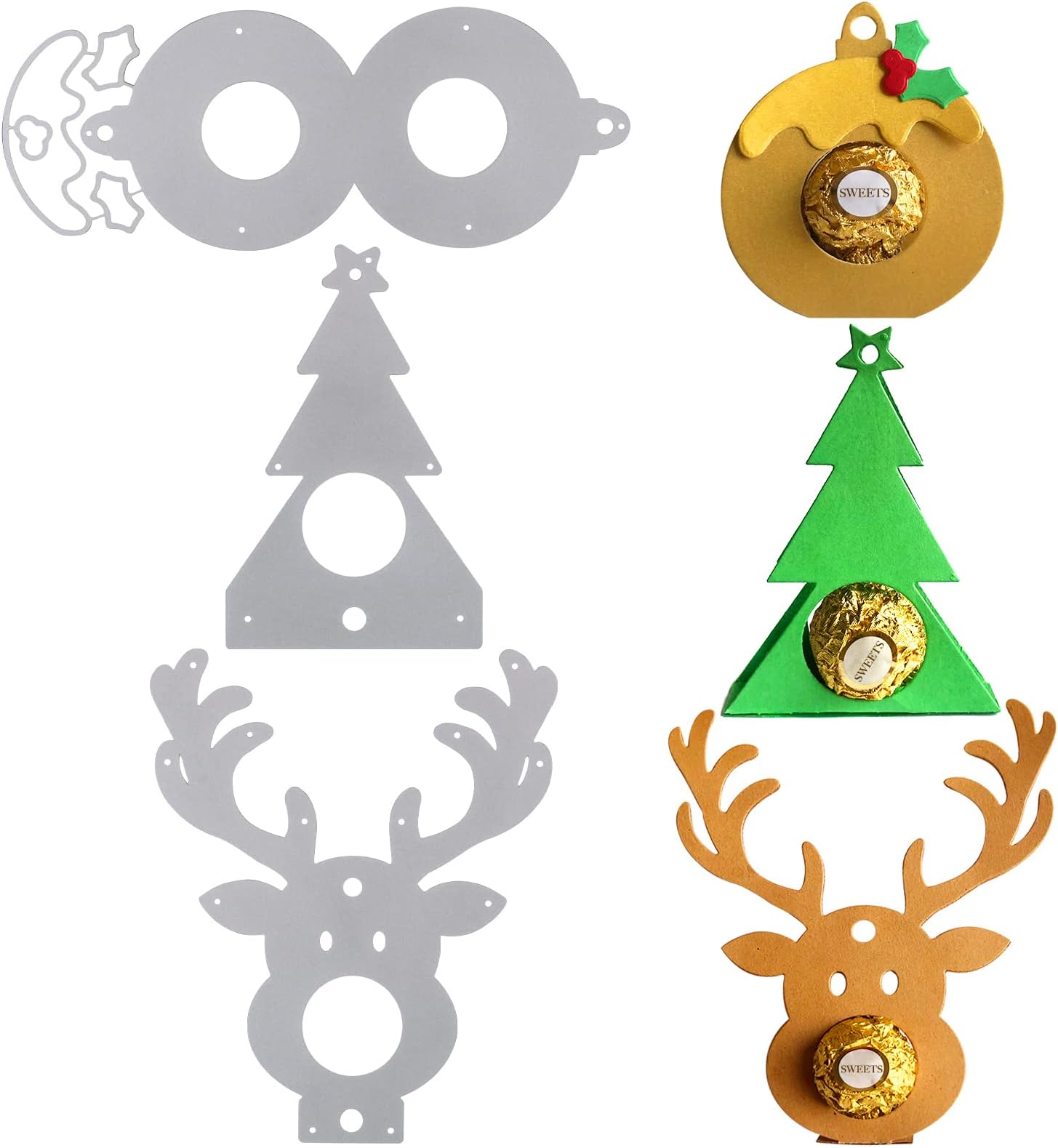 4 Stück 3D Weihnachts Stanzschablonen - Metall Prägeschablonen Schneeflocken