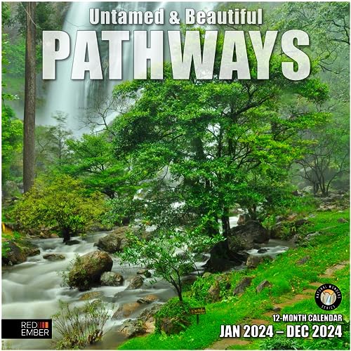 RED EMBER Untamed & Beautiful Pathways 2024 Hangable Wall Calendar | 12" x 24" Opened | Thick & Sturdy Paper | Giftable | Beautiful Scenic Nature Travel | Follow the Path