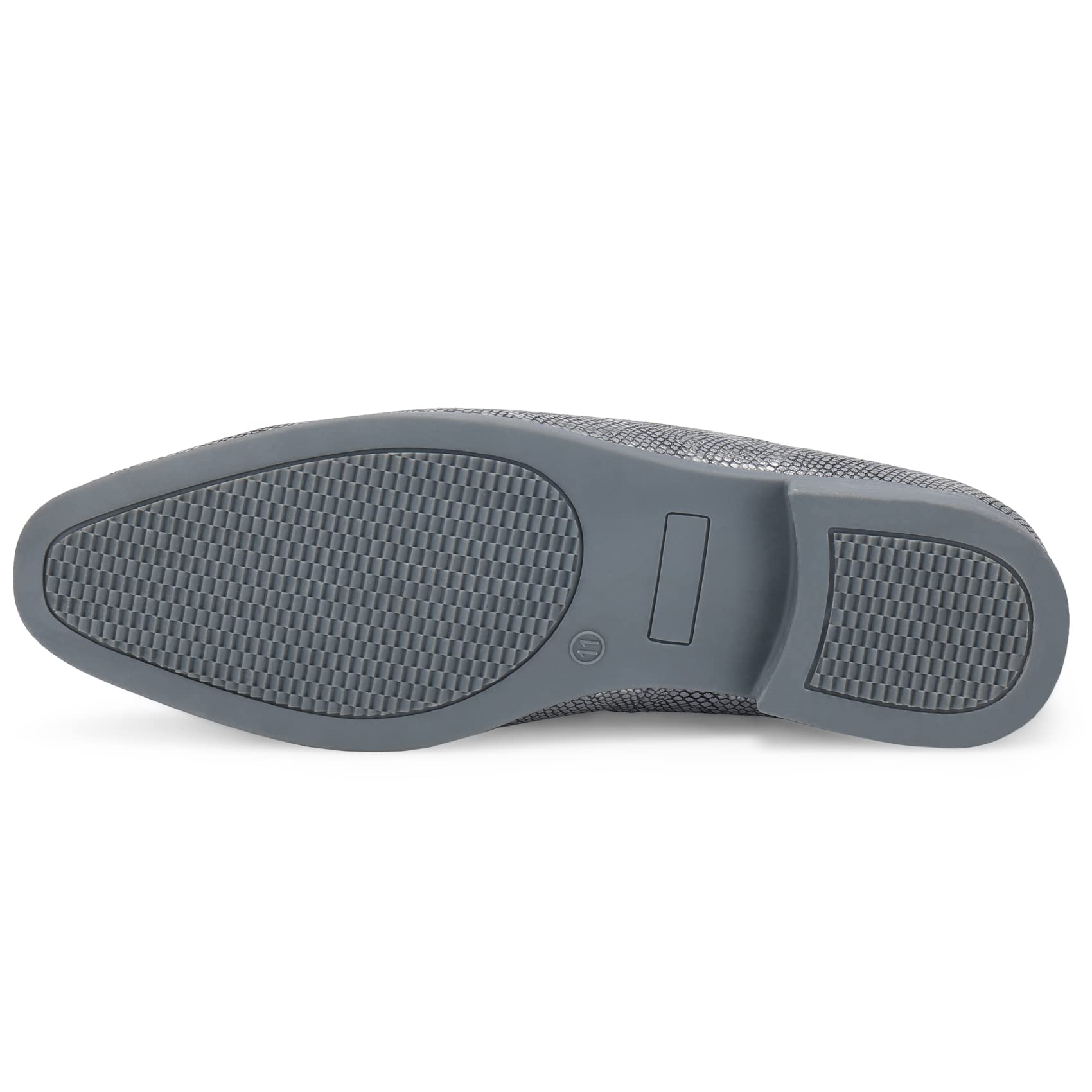 UUBARIS Mocasines de vestir para hombre, zapatos de conducción, zapatos de traje de esmoquin, Piel de serpiente sintética plateada, 42 EU