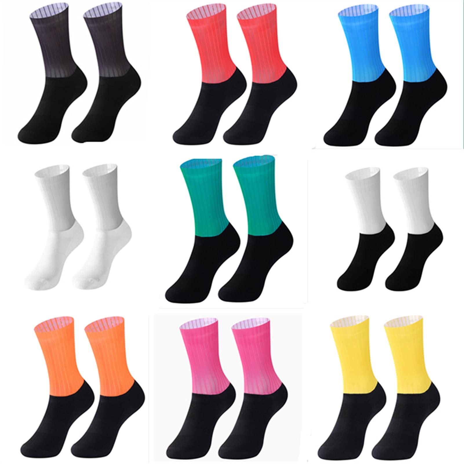 Calcetines sin Fisuras Antideslizante Ciclismo Calcetines de Bicicleta Calcetines al Aire Libre Carreras de Bicicleta compresión Deporte Calcetines Corriendo Calcetines
